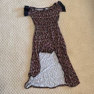 Art Class Black and Pink Floral Kids Dress